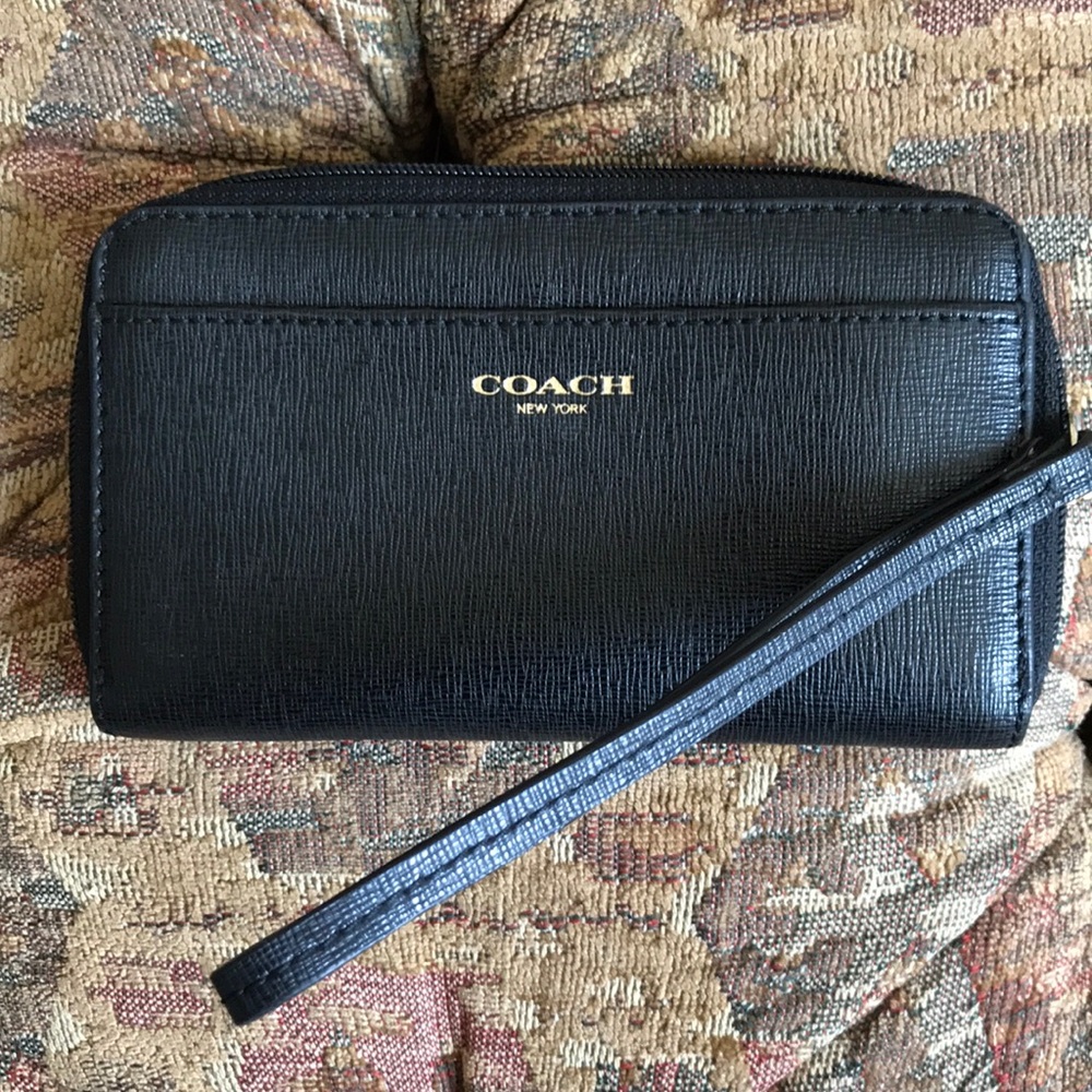 Genuine Leather Small Black Coach Wallet